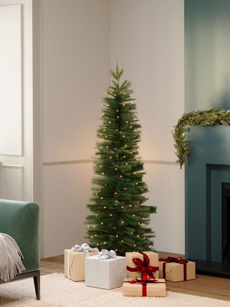 Charles Bentley Green 6ft Pre-Lit Faux Pencil Christmas Tree - Image 2 of 6