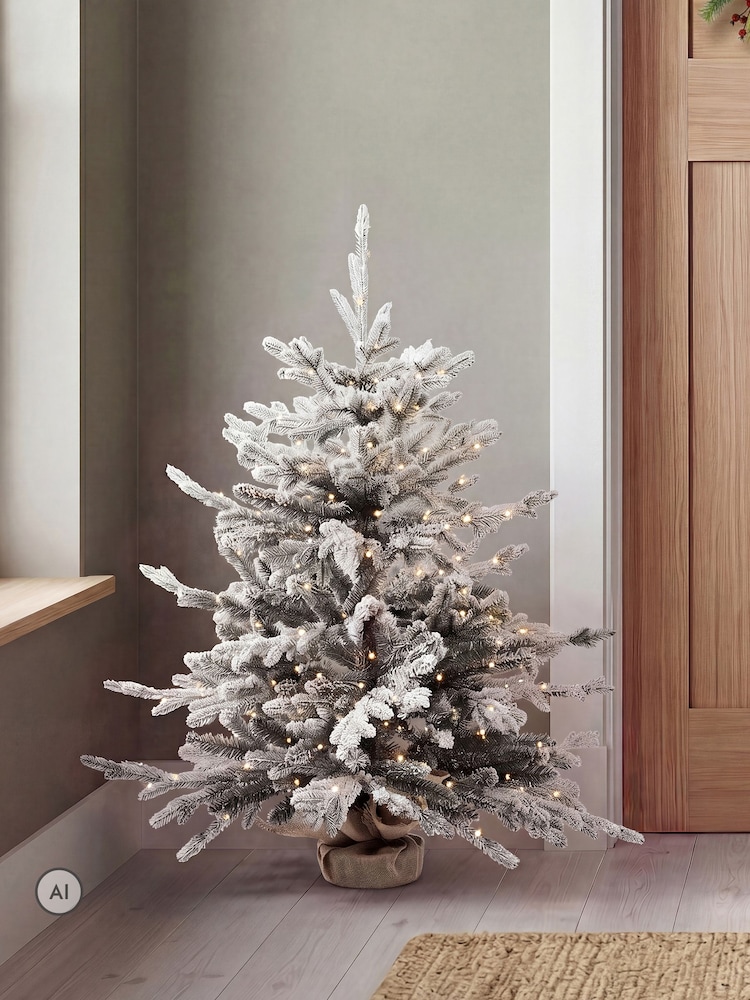 Charles Bentley Green 3ft Pre-Lit Faux Snowy Christmas Tree - Image 1 of 6 Charles Bentley Green 3ft Pre-Lit Faux Snowy Christmas Tree - Image 1 of 6