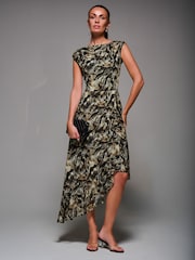 Jolie Moi Animal Asymmetrical Draped Mesh Midaxi Dress - Image 5 of 6