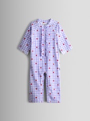 JoJo Maman Bébé Lilac Gingham Strawberry Sunsafe Suit - Image 1 of 3