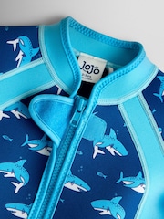 JoJo Maman Bébé Blue Shark Print Junior Wetsuit - Image 3 of 4