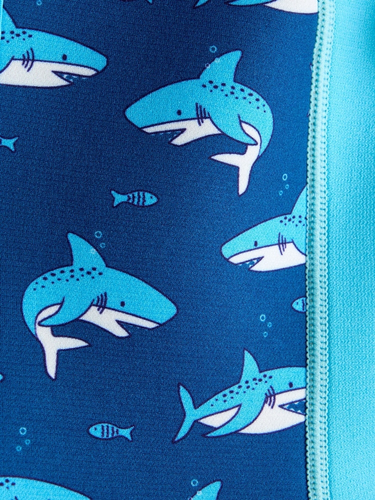 JoJo Maman Bébé Blue Shark Print Junior Wetsuit - Image 4 of 4 JoJo Maman Bébé Blue Shark Print Junior Wetsuit - Image 4 of 4