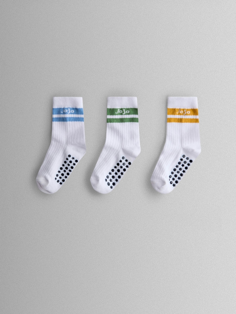JoJo Maman Bébé White 3-Pack Ribbed Socks - Image 1 of 3