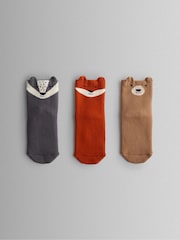 JoJo Maman Bébé Animal Print 3-Pack Woodland Extra Thick Socks - Image 1 of 4