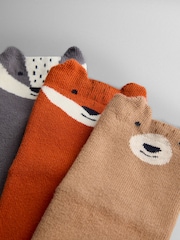 JoJo Maman Bébé Animal Print 3-Pack Woodland Extra Thick Socks - Image 4 of 4