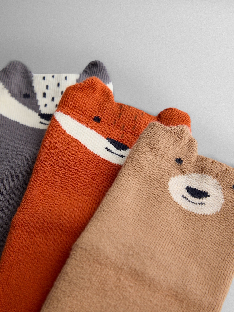 JoJo Maman Bébé Animal Print 3-Pack Woodland Extra Thick Socks - Image 4 of 4