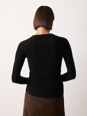 Jigsaw Black Multi Button Rib Knit Cardigan - Image 4 of 5