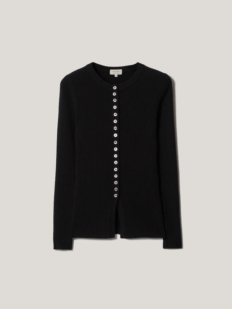 Jigsaw Black Multi Button Rib Knit Cardigan - Image 5 of 5