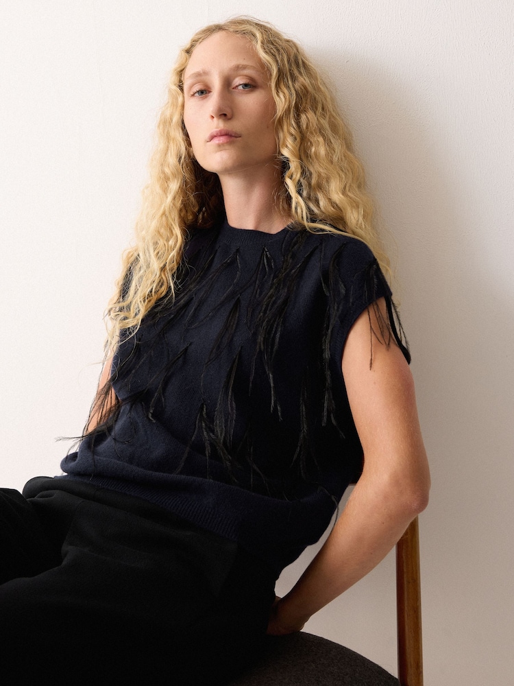 Jigsaw Feather Cap Sleeve Jumper - Bild 2 von 7 Jigsaw Feather Cap Sleeve Jumper - Bild 2 von 7