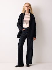 Jigsaw Blue Fishermans Rib Merino Cardigan - Image 3 of 6