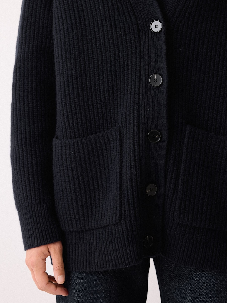 Jigsaw Blue Fishermans Rib Merino Cardigan - Image 6 of 6 Jigsaw Blue Fishermans Rib Merino Cardigan - Image 6 of 6
