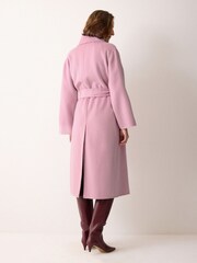Jigsaw Pink Double Faced Wool Wrap Coat - Image 4 of 6