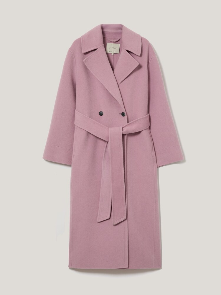 Jigsaw Pink Double Faced Wool Wrap Coat - Image 6 of 6