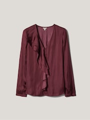 Jigsaw Red Satin Frill Blouse - Image 5 of 5