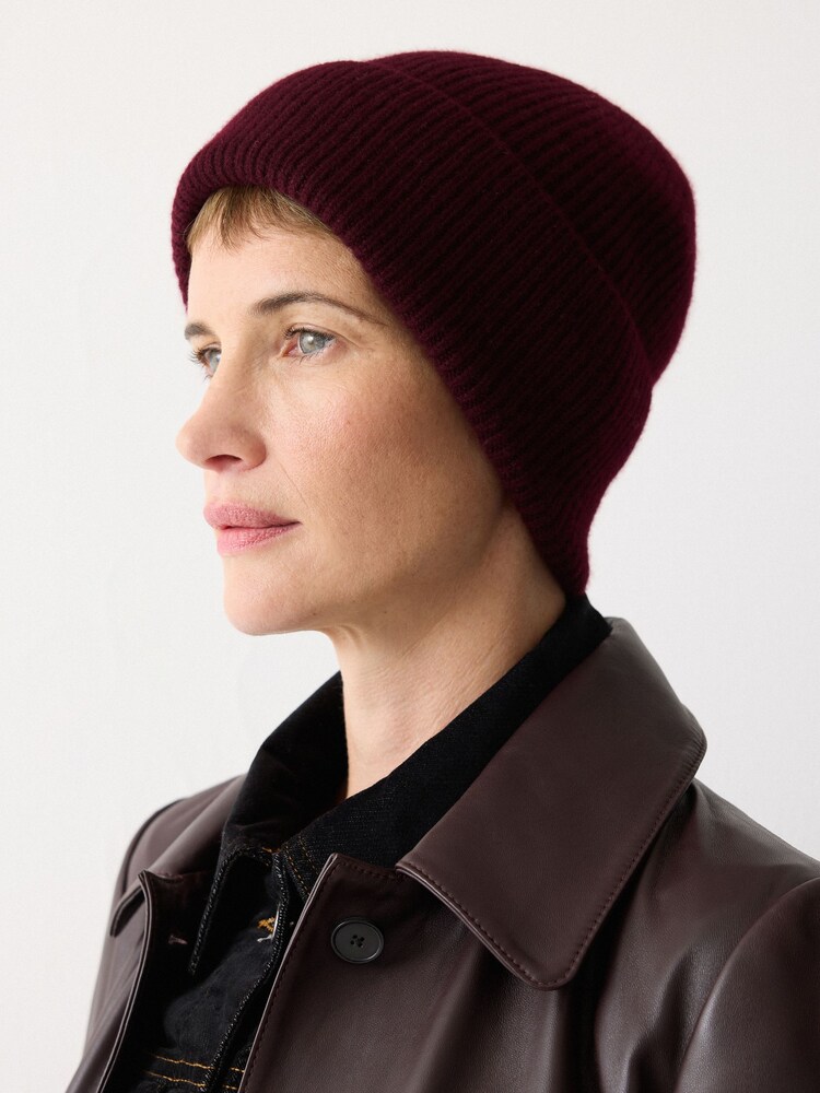 Jigsaw Red Cashmere Rib Beanie - Image 3 of 3