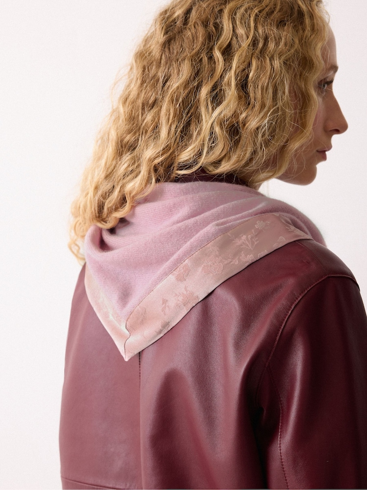 Jigsaw Pink Satin Trim Triangle Scarf - Image 2 of 4 Jigsaw Pink Satin Trim Triangle Scarf - Image 2 of 4