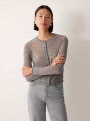 Jigsaw Grey Tissue Wool Cardigan - Image 1 of 5