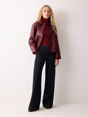 Jigsaw Red Wool Jersey Polo Neck Top - Image 3 of 5