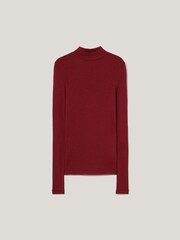 Jigsaw Red Wool Jersey Polo Neck Top - Image 5 of 5