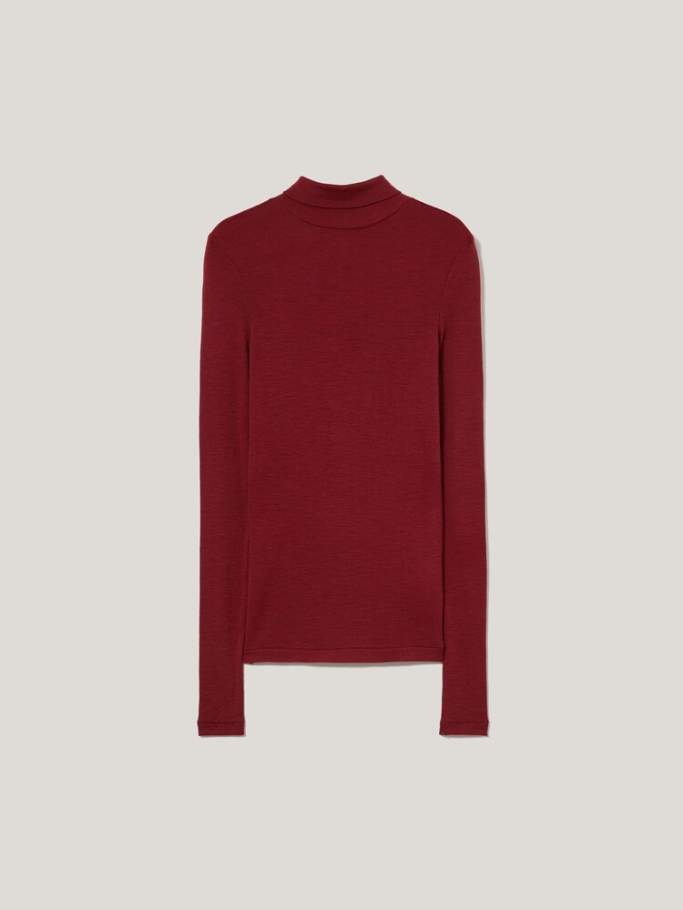 Jigsaw Red Wool Jersey Polo Neck Top - Image 5 of 5