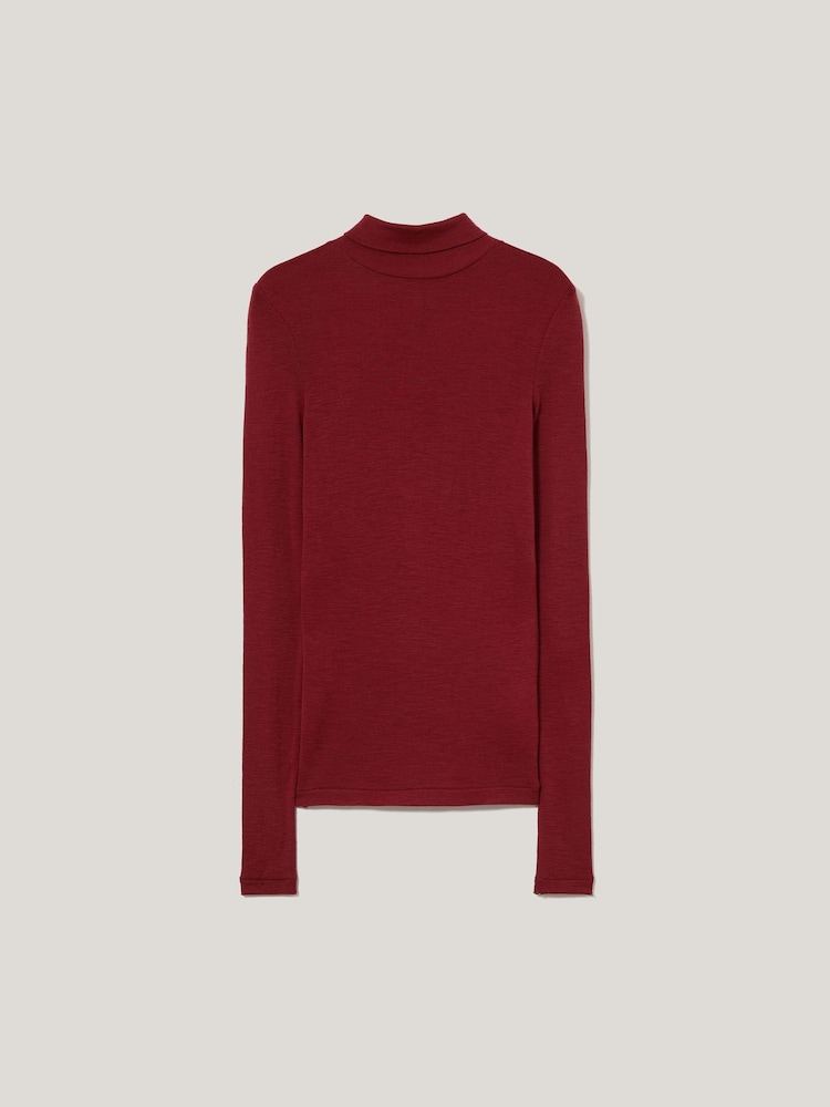 Jigsaw Red Wool Jersey Polo Neck Top - Image 5 of 5 Jigsaw Red Wool Jersey Polo Neck Top - Image 5 of 5