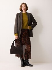 Jigsaw Brown Suede Hobo Shoulder Bag - Image 1 of 5