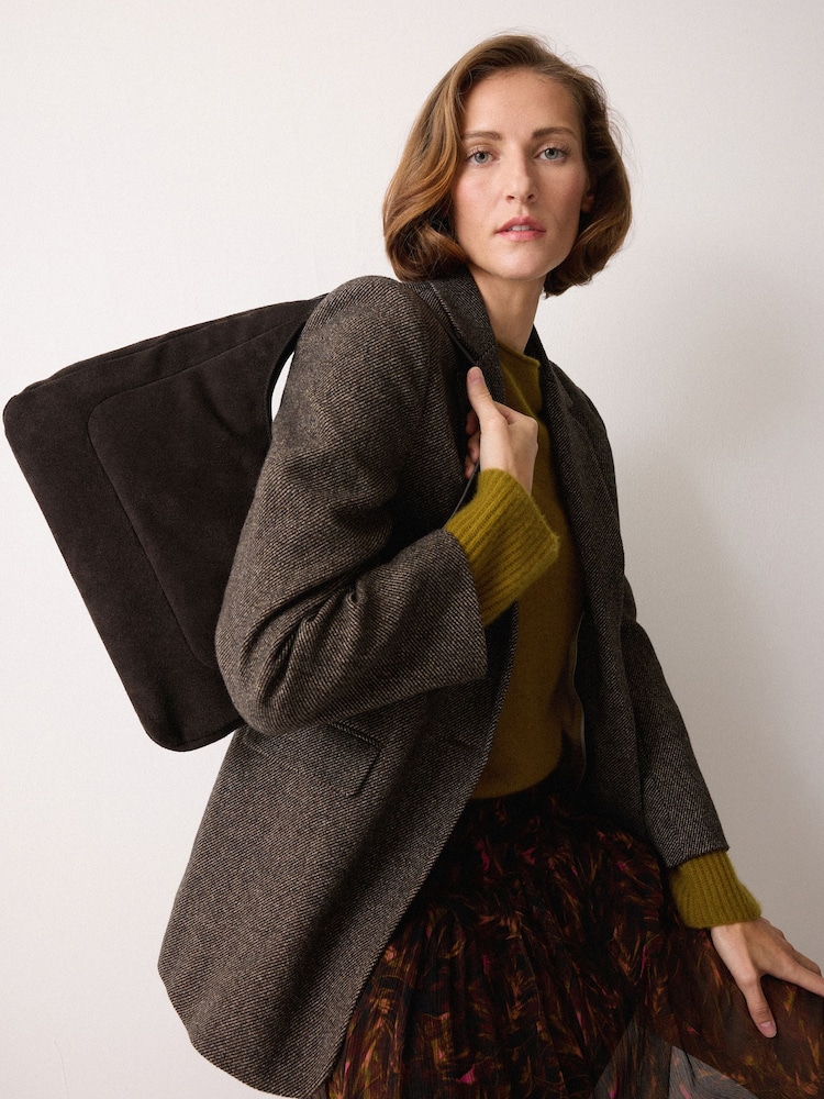 Jigsaw Brown Suede Hobo Shoulder Bag - Image 2 of 5 Jigsaw Brown Suede Hobo Shoulder Bag - Image 2 of 5