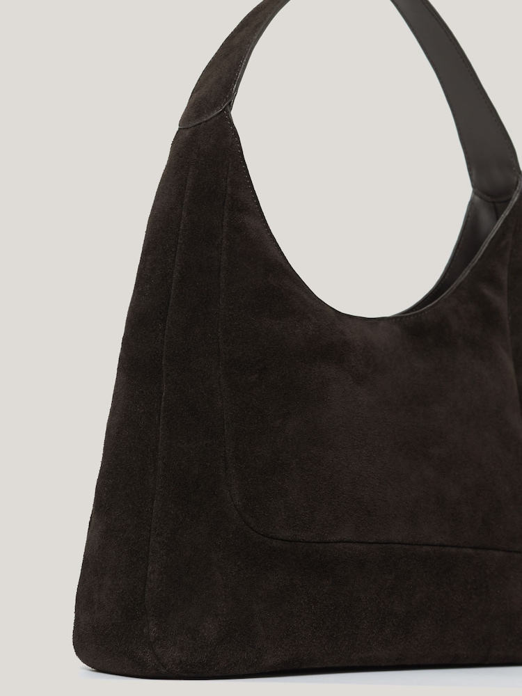 Jigsaw Brown Suede Hobo Shoulder Bag - Image 5 of 5