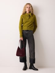 Jigsaw Red Mini Heckfield Suede Tote Bag - Image 6 of 6