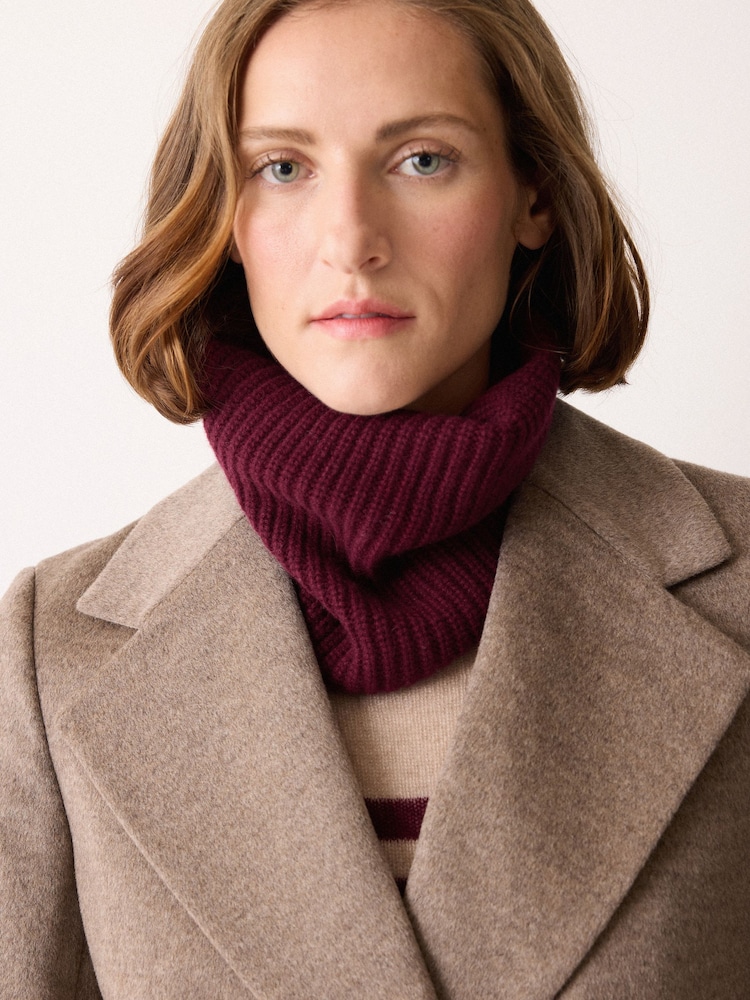 Jigsaw Red Wool Cashmere Blend Rib Snood - Image 1 of 3
