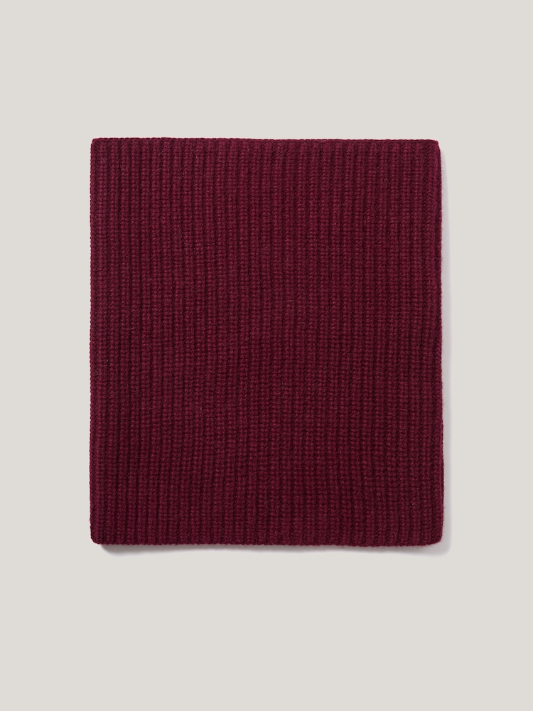 Jigsaw Red Wool Cashmere Blend Rib Snood - Image 2 of 3 Jigsaw Red Wool Cashmere Blend Rib Snood - Image 2 of 3