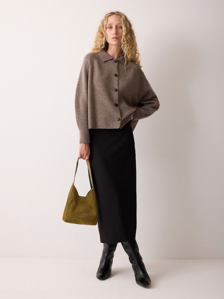 Jigsaw Green Mini Heckfield Suede Tote Bag - Image 1 of 6