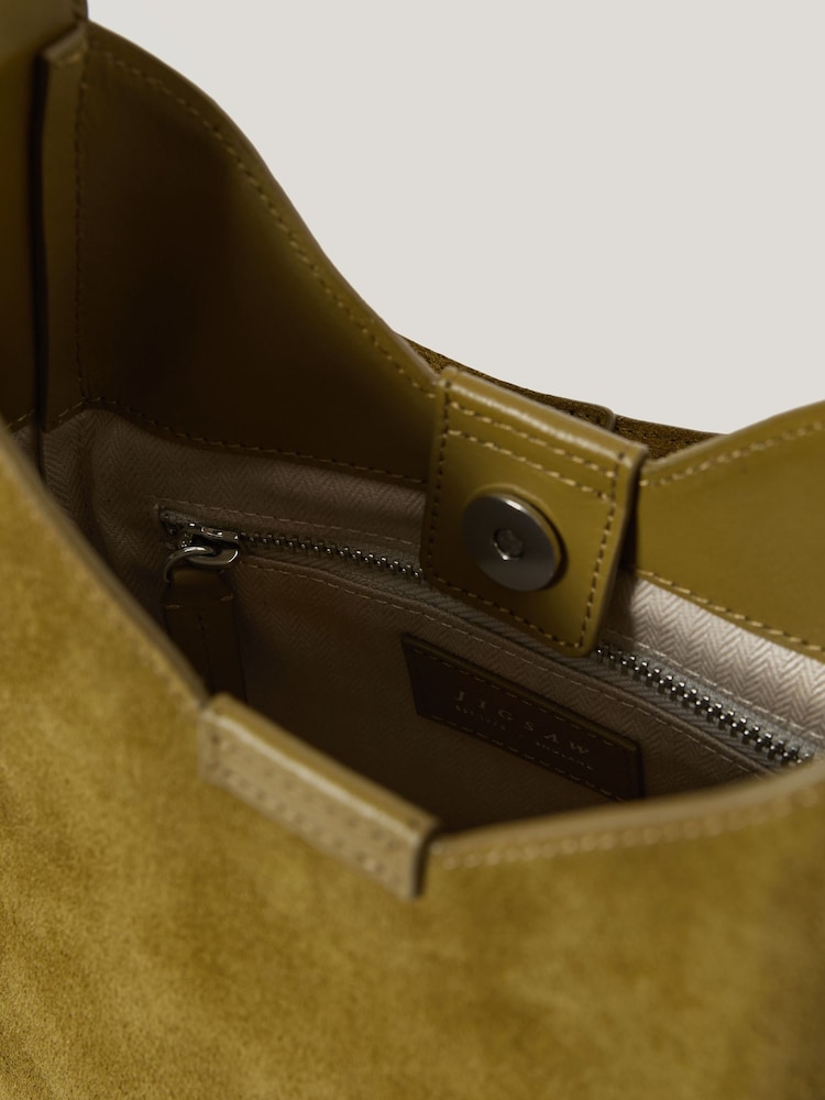 Jigsaw Green Mini Heckfield Suede Tote Bag - Image 6 of 6 Jigsaw Green Mini Heckfield Suede Tote Bag - Image 6 of 6