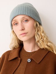Jigsaw Blue Wool Cashmere Blend Rib Beanie - Image 2 of 3