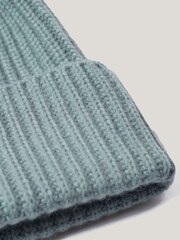 Jigsaw Blue Wool Cashmere Blend Rib Beanie - Image 3 of 3