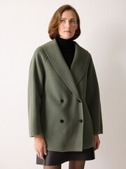 Jigsaw Green Double Faced Shawl Coat - Image 1 of 5