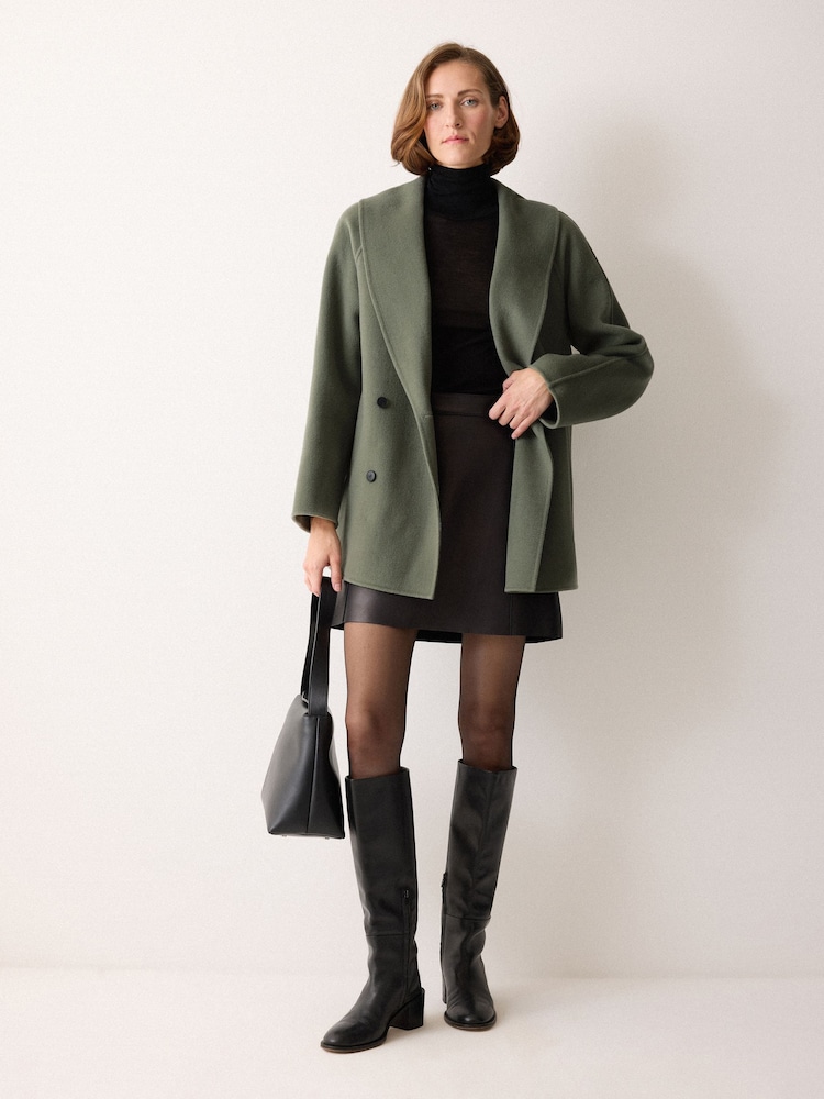 Jigsaw Green Double Faced Shawl Coat - Image 2 of 5 Jigsaw Green Double Faced Shawl Coat - Image 2 of 5