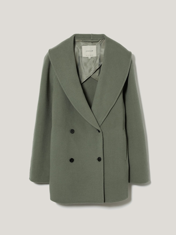 Jigsaw Green Double Faced Shawl Coat - Image 5 of 5