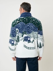 Saltwell Blue Printed Borg Quarter Zip Fleece - Imagen 2 de 4
