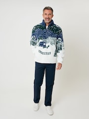 Saltwell Blue Printed Borg Quarter Zip Fleece - Imagen 3 de 4
