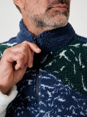 Saltwell Blue Printed Borg Quarter Zip Fleece - Imagen 4 de 4