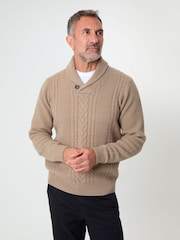 Natural - Saltwell Cable Knit Shawl Neck Jumper - Imagen 1 de 4