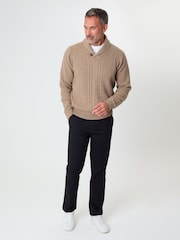 Natural - Saltwell Cable Knit Shawl Neck Jumper - Imagen 3 de 4