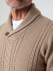 Natural - Saltwell Cable Knit Shawl Neck Jumper - Imagen 4 de 4