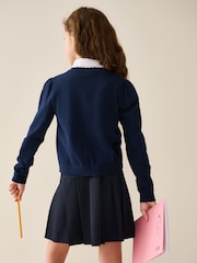 Azul marino - Cotton Rich Bow Front School Cardigan (3-16yrs) - Imagen 3 de 4