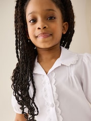 White Lace Trim Three Quarter Sleeve School Blouse (3-14yrs) - Image 4 of 9