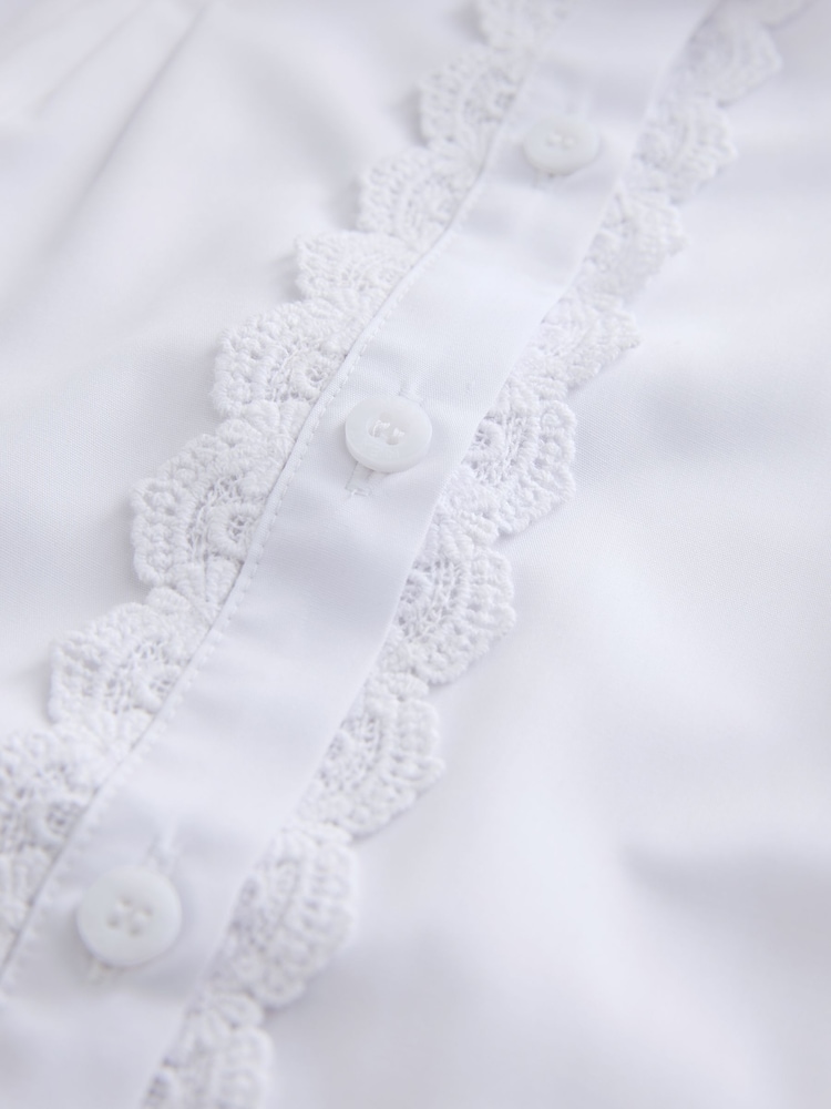 White Lace Trim Three Quarter Sleeve School Blouse (3-14yrs) - Image 9 of 9 White Lace Trim Three Quarter Sleeve School Blouse (3-14yrs) - Image 9 of 9