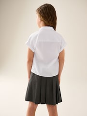 Blanco - Short Sleeve Revere Collar Boxy Fit School Shirts 2 Pack (9-18yrs) - Imagen 3 de 9