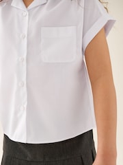 Blanco - Short Sleeve Revere Collar Boxy Fit School Shirts 2 Pack (9-18yrs) - Imagen 4 de 9