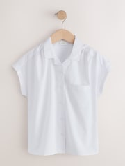 Blanco - Short Sleeve Revere Collar Boxy Fit School Shirts 2 Pack (9-18yrs) - Imagen 6 de 9